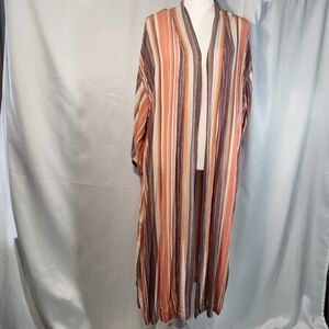 P.J. Salvage Size L/XL Multicolor Striped Cardigan